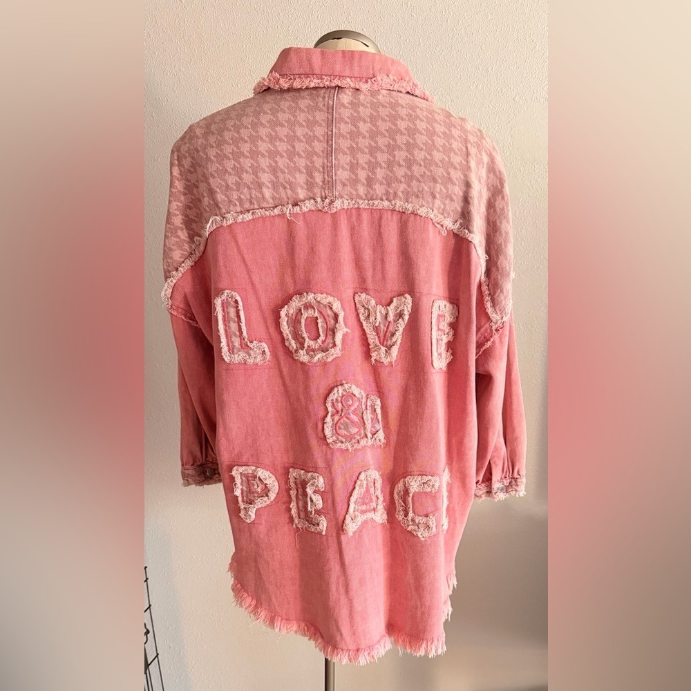 POL Pink Barbie Jean Jacket with Textured Design Medium
